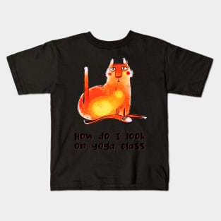 How do I look on yoga class funny yoga and cat drawing Kids T-Shirt